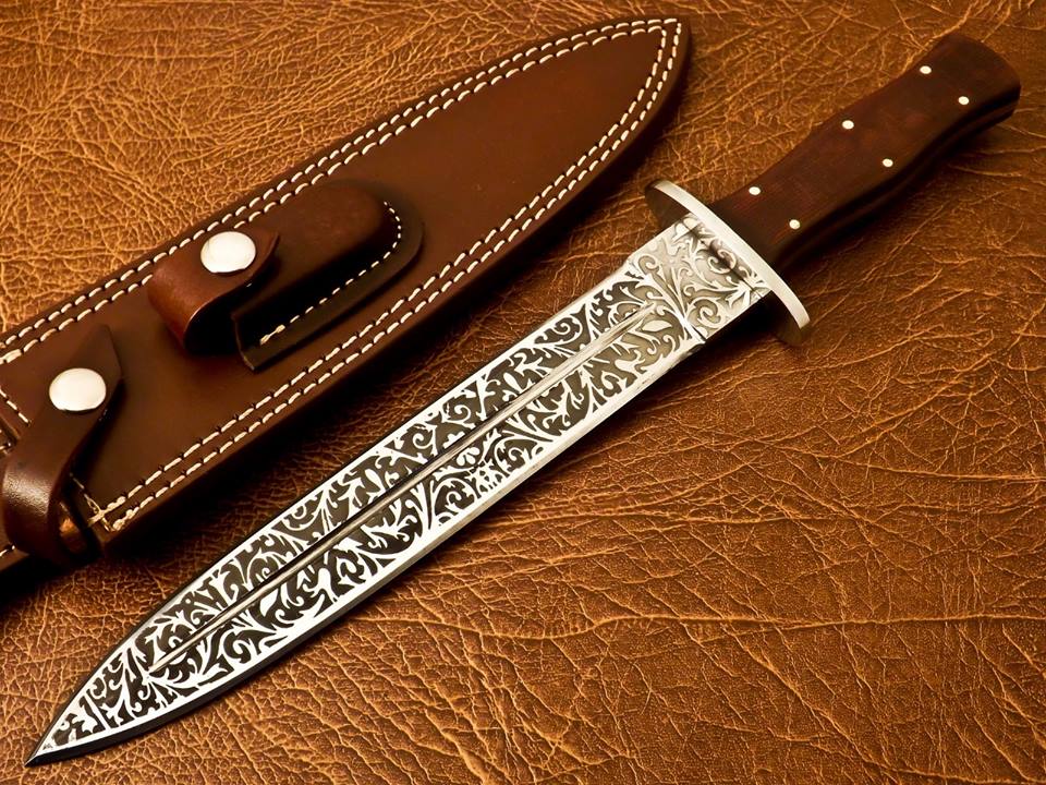 Custom Made D2 Steel Brown Micarita Dagger Hunting Knife 